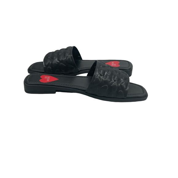 Love Moschino Slide Sandals Embossed Hearts Black Size 37 - Picture 11 of 13